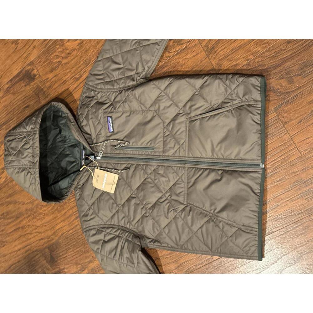Patagonia Diamond Quilted Bomber Hoody Jacket Women's Size L NWT Basin Green - Picture 5 of 9